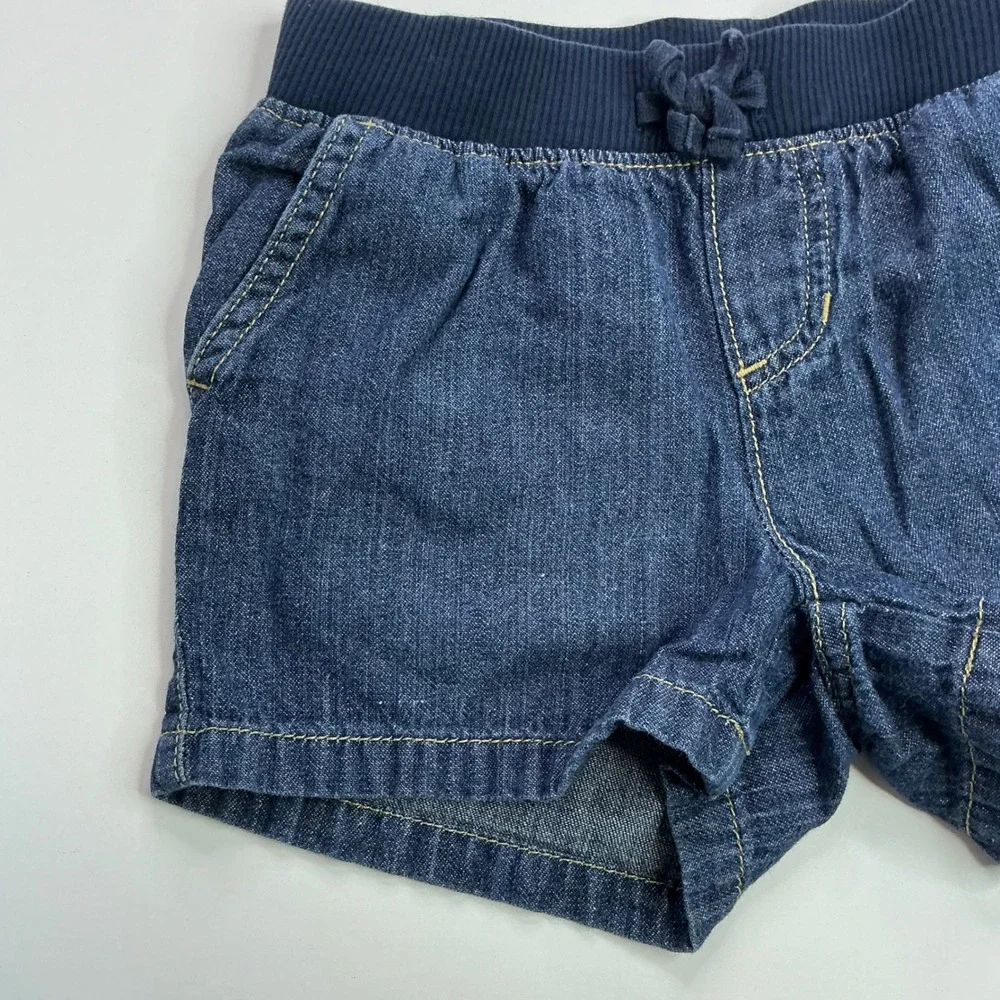 The Children's Place Blue Denim Shorts Kids Size 6 Heart Pockets Elastic Waist